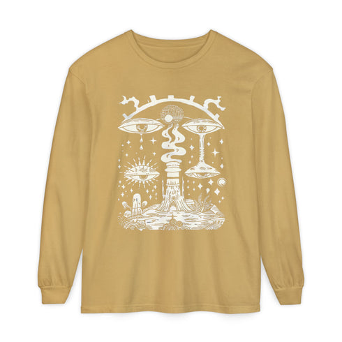 Paradoxical Perspective (Front design) - Unisex Garment-dyed Long Sleeve T-Shirt